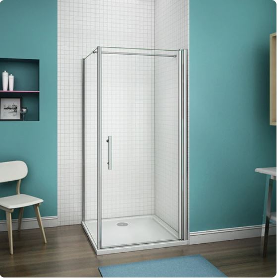 Pivot Frameless Shower Enclosure Door side panel Tray