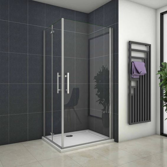 Frameless Pivot Bi fold Shower Enclosures corner entry - Image 2