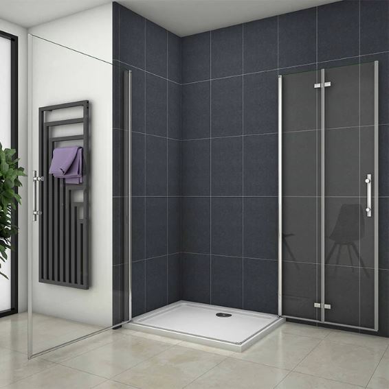 Frameless Pivot Bi fold Shower Enclosures corner entry - Image 3