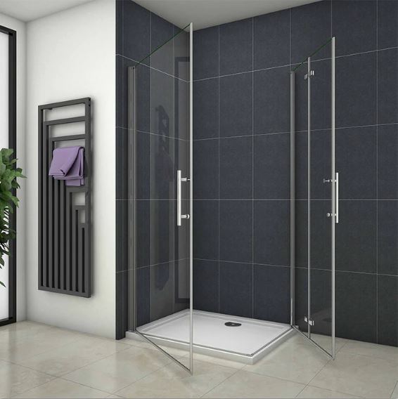Frameless Pivot Bi fold Shower Enclosures corner entry - Image 4
