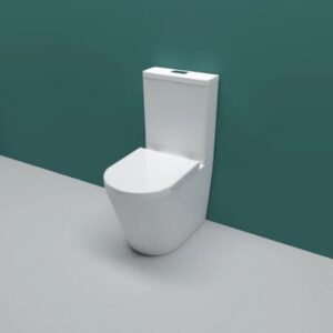 Bathroom Rimless Close Coupled Toilet Soft Close Seat WC White Round