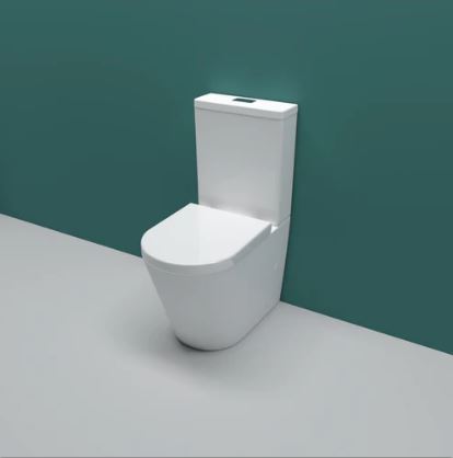 Bathroom Rimless Close Coupled Toilet Soft Close Seat WC White Round - Image 3