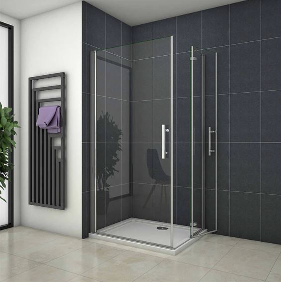Frameless Pivot Bi fold Shower Enclosures corner entry - Image 5