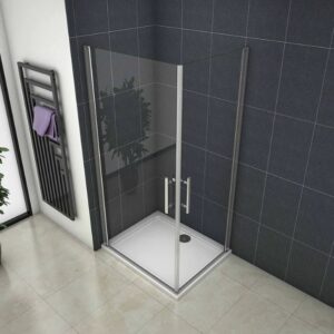 Shower enclosure corner entry bifold pivot door E