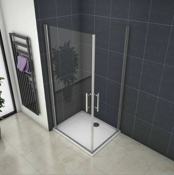 Shower enclosure corner entry bifold pivot door E
