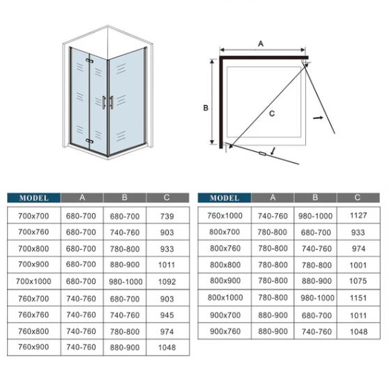 Frameless Pivot Bi fold Shower Enclosures corner entry - Image 8