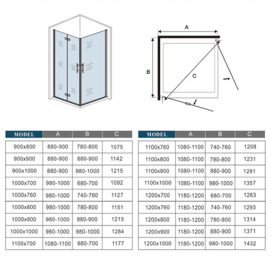 Frameless Pivot Bi fold Shower Enclosures corner entry - Image 9